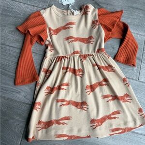 Kate Quinn Long Sleeve Fox Print Dress - Size 3T NWT